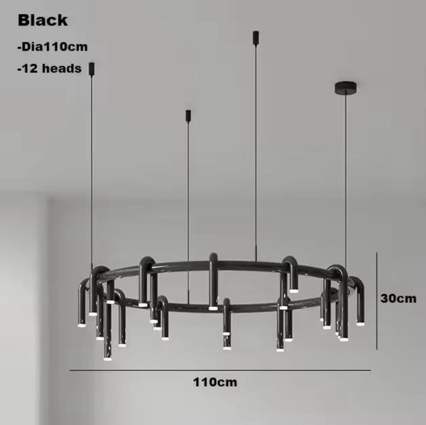 LUSTRE TUBE CHANDELIER - BLACK