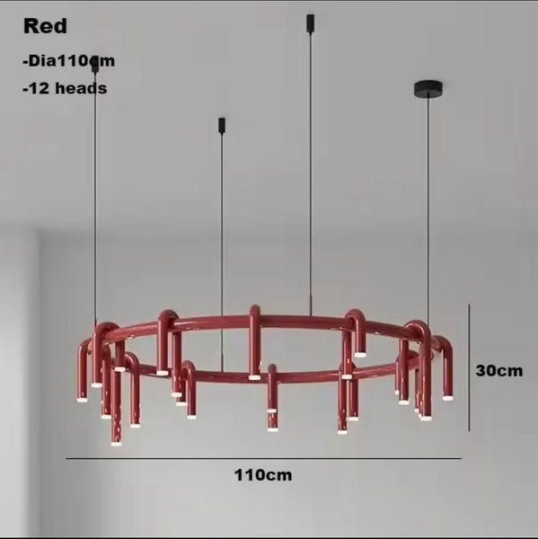 LUSTRE TUBE CHANDELIER - RED