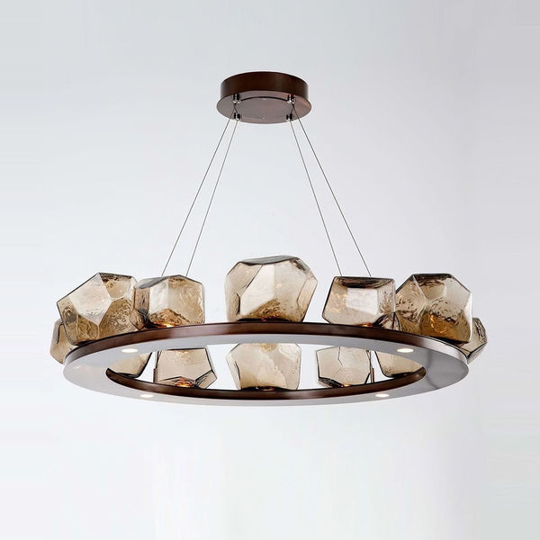 DIAMOND CUT GLASS CHANDELIER - ROUND