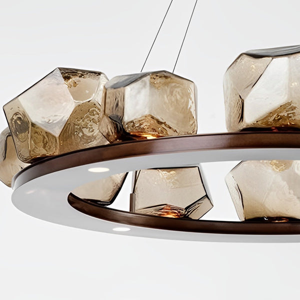 DIAMOND CUT GLASS CHANDELIER - ROUND