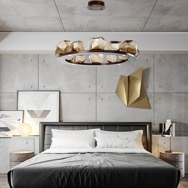 DIAMOND CUT GLASS CHANDELIER - ROUND