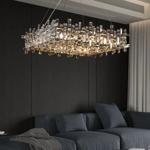 LYNN GLASS CRYSTAL CHANDELIER - SQUARE