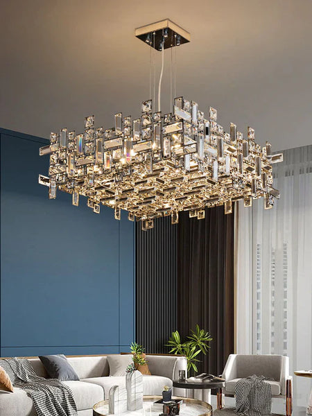 LYNN GLASS CRYSTAL CHANDELIER - SQUARE