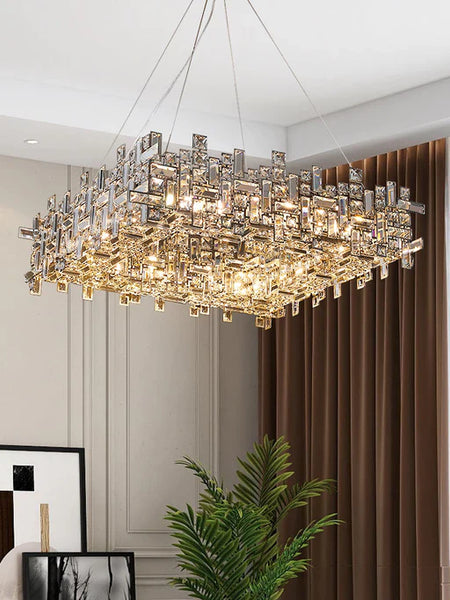 LYNN GLASS CRYSTAL CHANDELIER - SQUARE