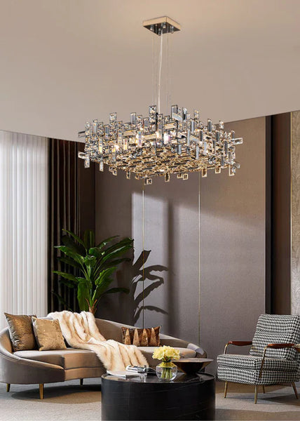 LYNN GLASS CRYSTAL CHANDELIER - SQUARE