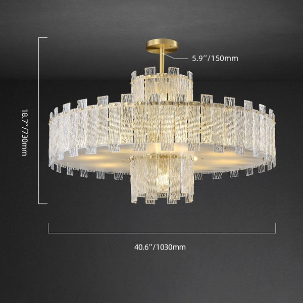 SYNFONIA BRASS GLASS CHANDELIER - ROUND