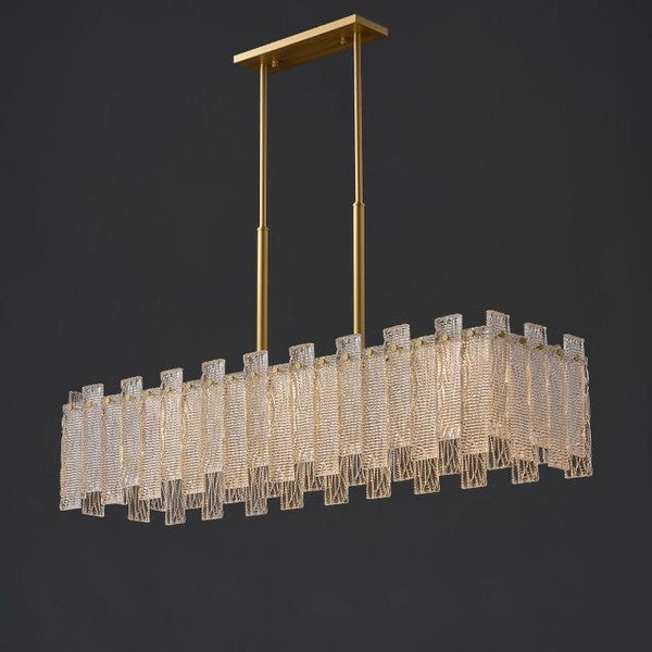 SYNPHONIA BRASS GLASS CHANDELIER - RECTANGLE