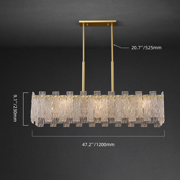 SYNPHONIA BRASS GLASS CHANDELIER - RECTANGLE