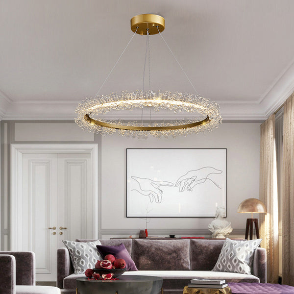 BEADY CRYSTAL CHANDELIER - GOLD