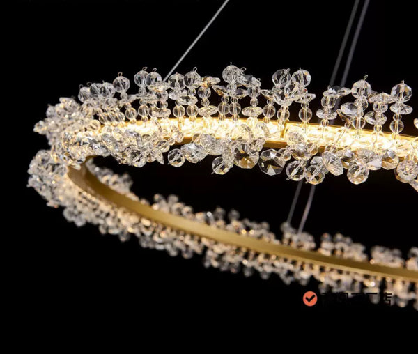 BEADY CRYSTAL CHANDELIER - GOLD