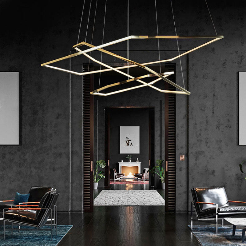 Gold Steel Trichromatic Chandelier