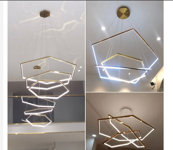 Gold Steel Trichromatic Chandelier